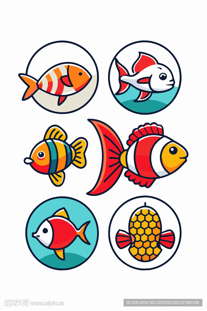 可爱海洋生物图标集合