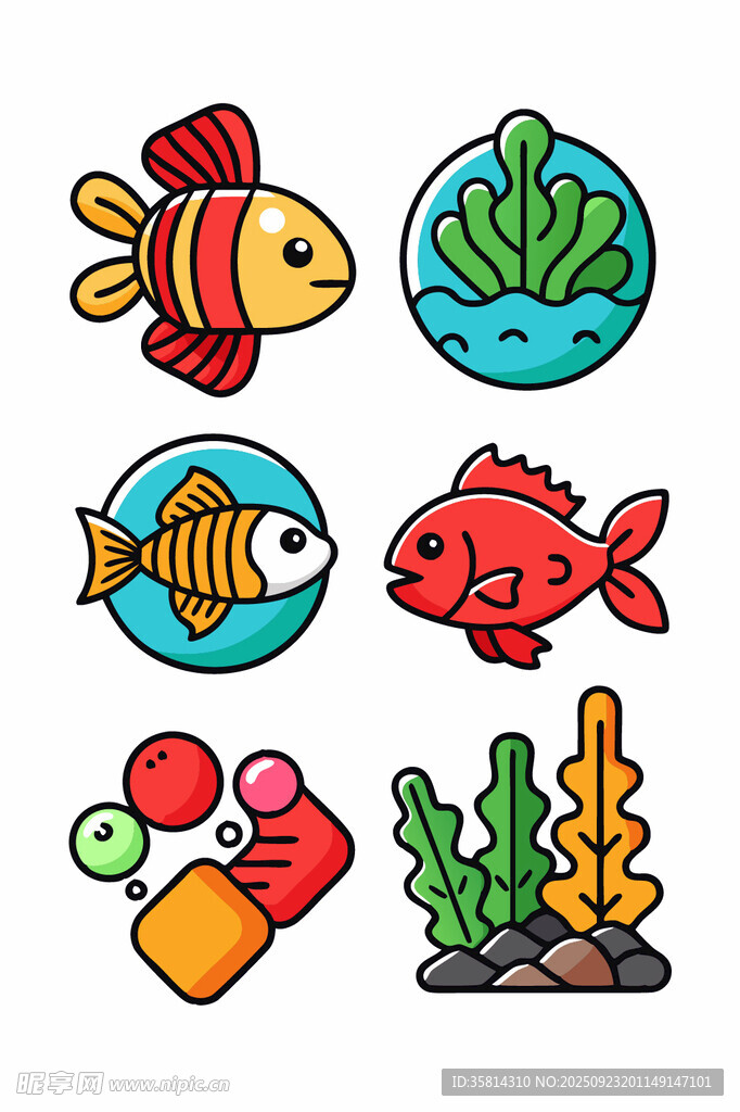 可爱海洋生物插画