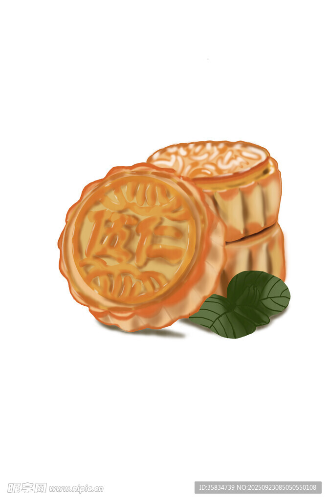 传统美味月饼 五仁月饼插画