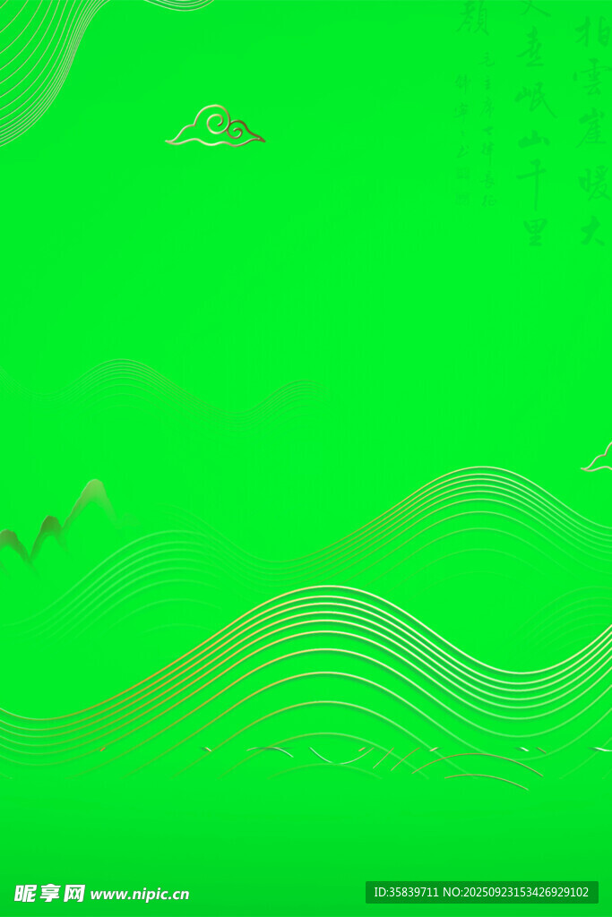 绿底金纹抽象背景图