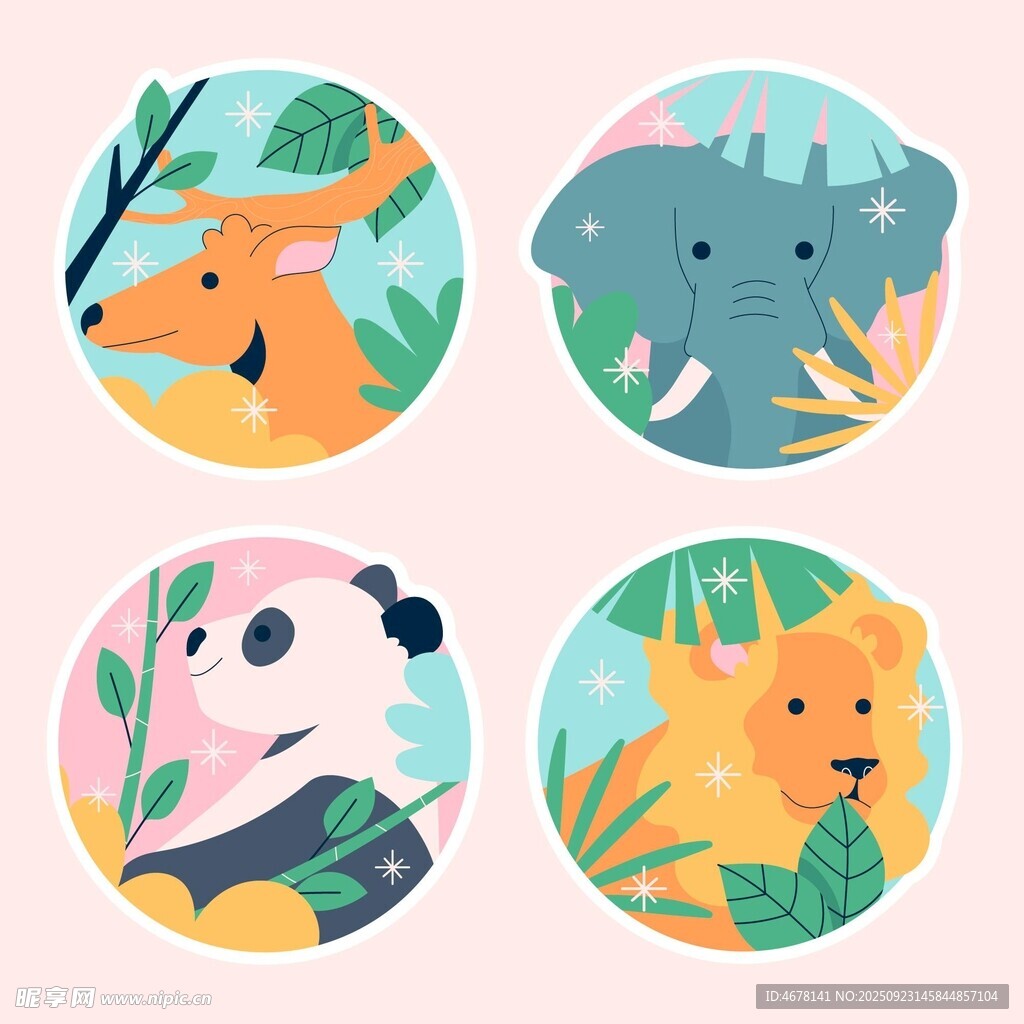 可爱动物插画图案