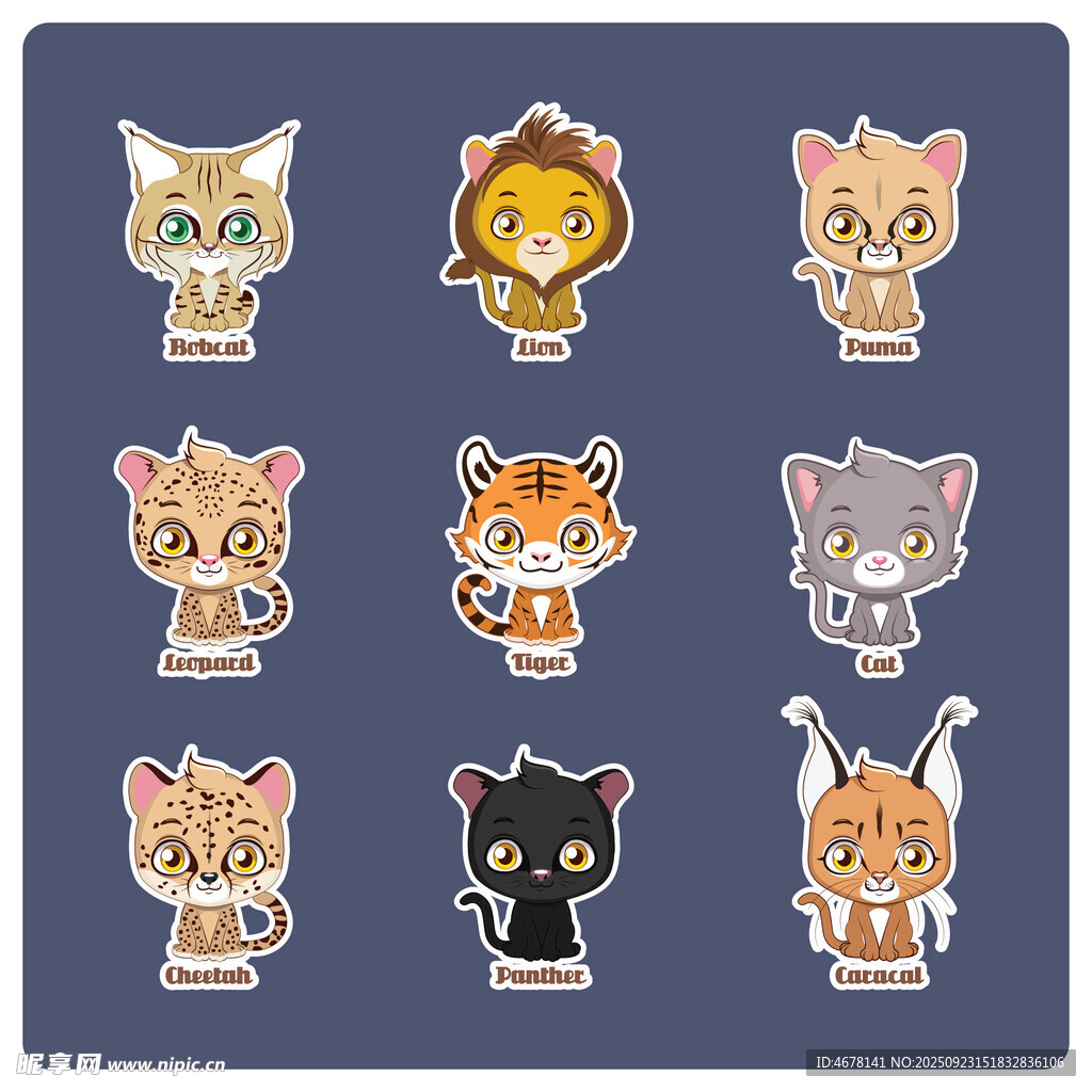 可爱猫咪卡通贴纸集合