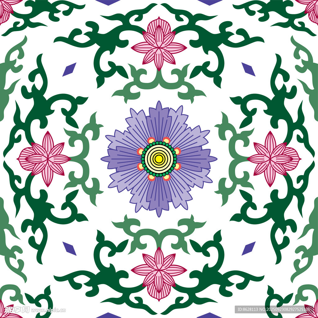 精美花卉几何图案装饰画