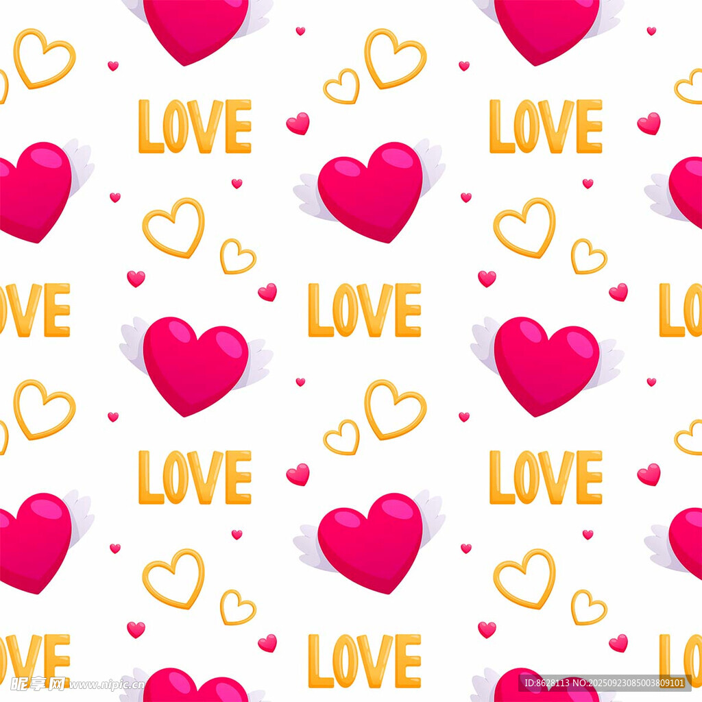 爱心与LOVE图案背景