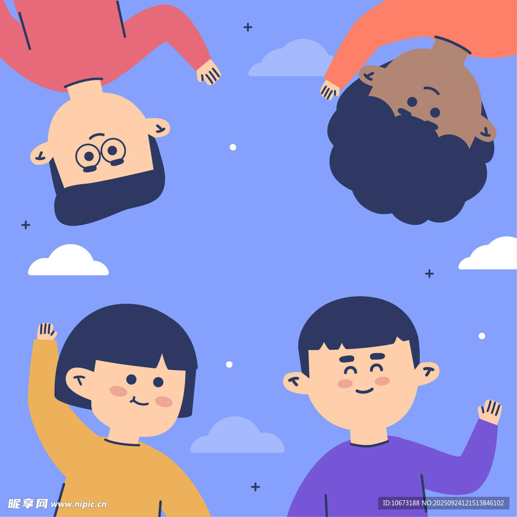 欢乐儿童在空中嬉戏