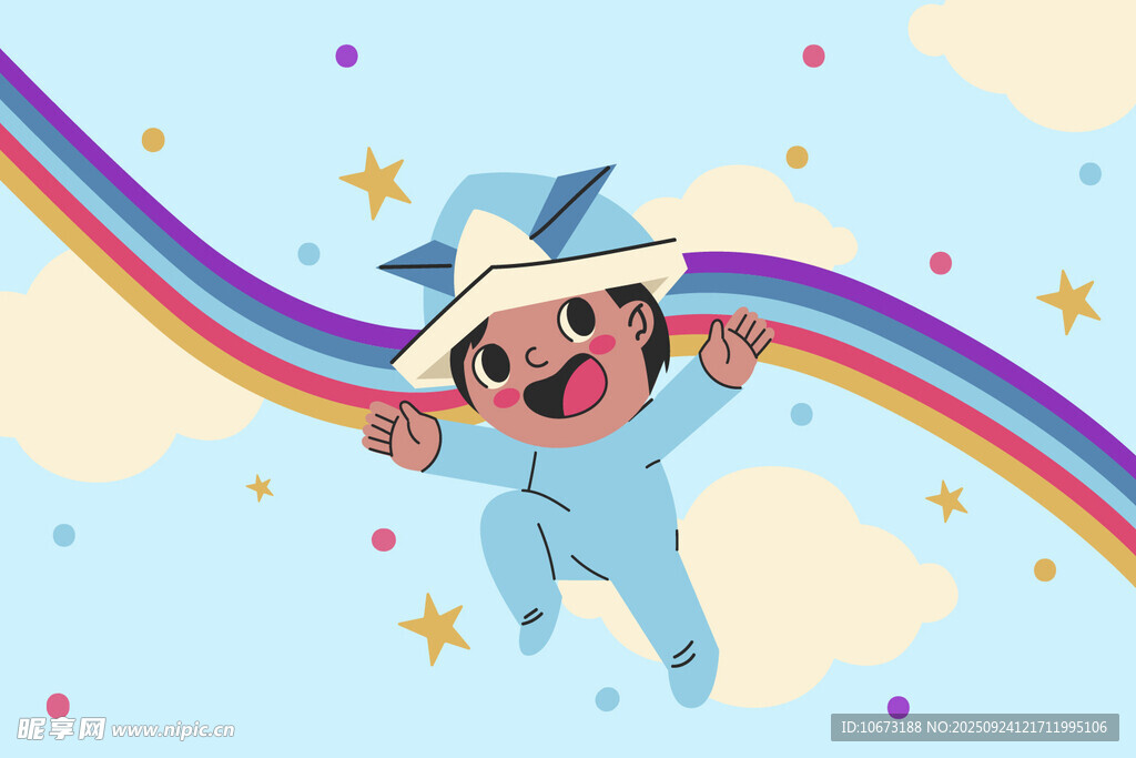 梦幻中飞翔的卡通小狗