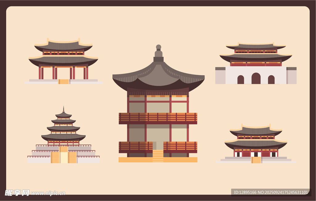 中式传统古建筑图案集合