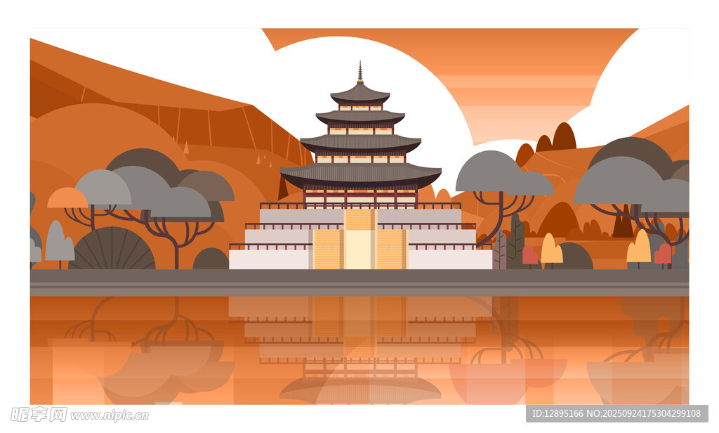 天坛风景插画