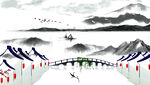 水墨风格古代场景图