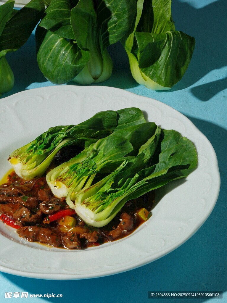 青菜炒肉摆盘精致