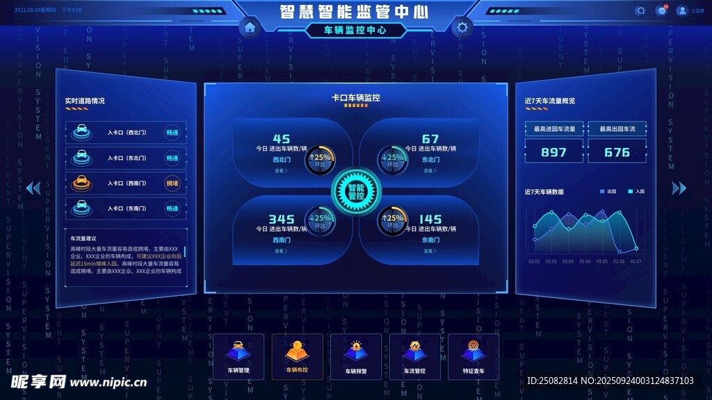 科技感数据可视化大屏界面