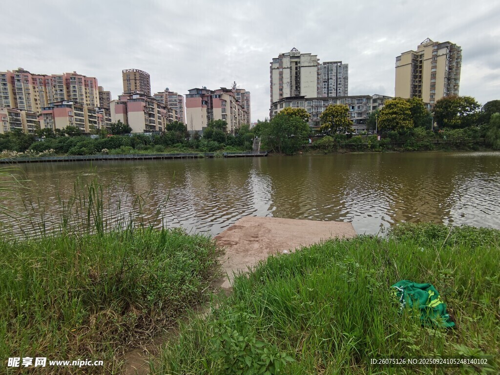 湖畔城市风光