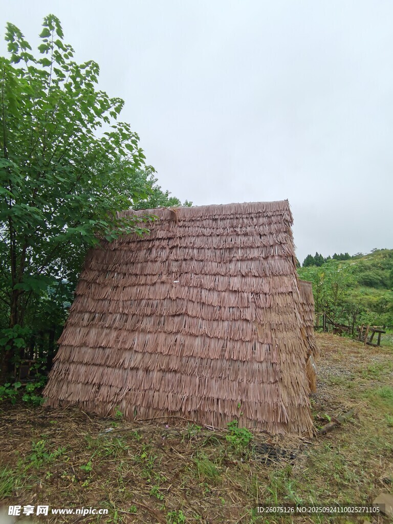 户外茅草屋