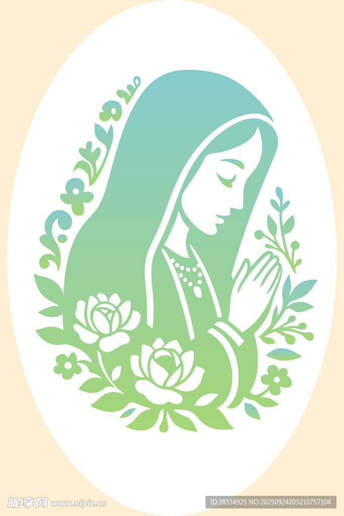 祈祷女性插图
