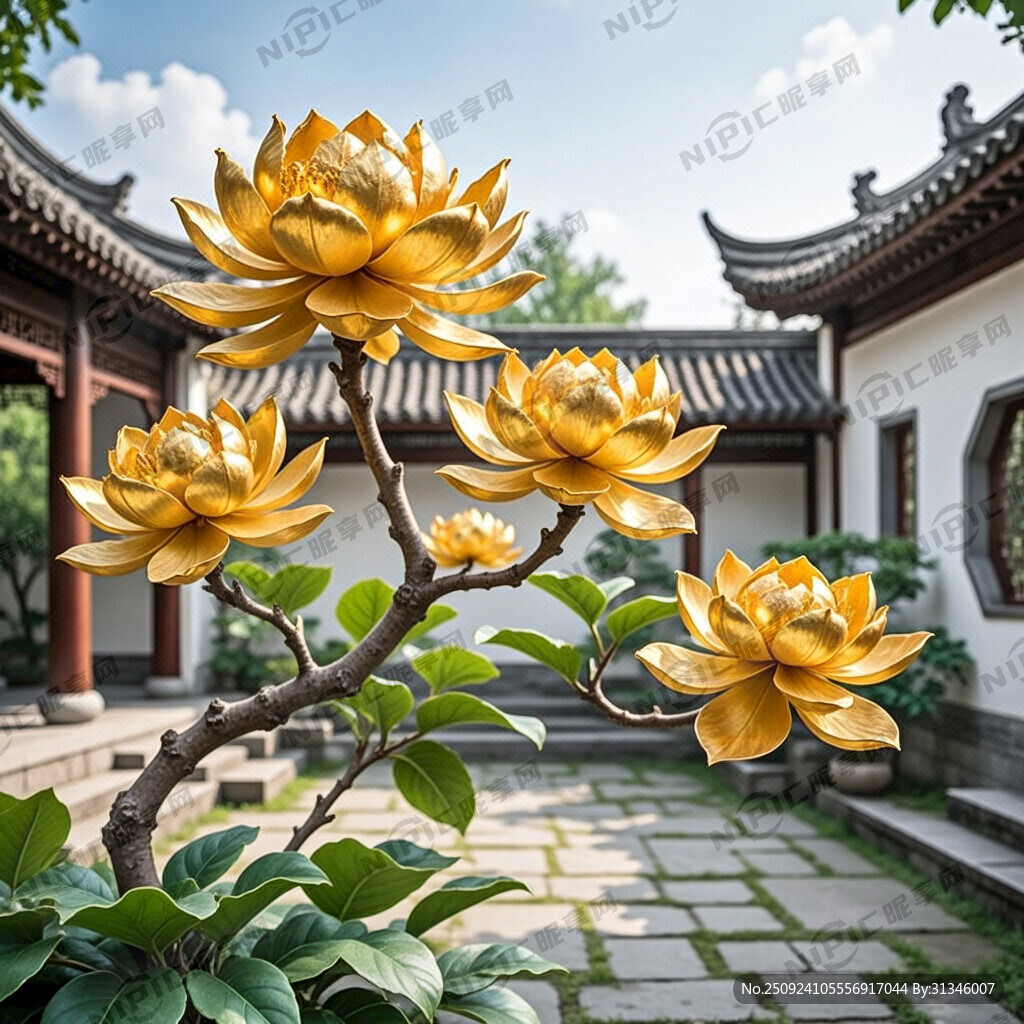 金色花卉 偏古风