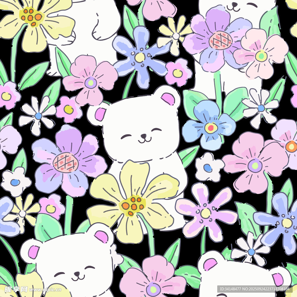 猫咪花卉图案可爱风满满