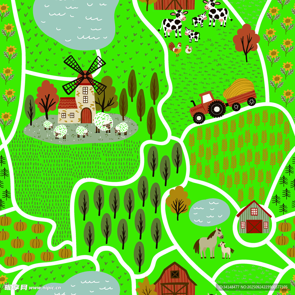 田园风光插画