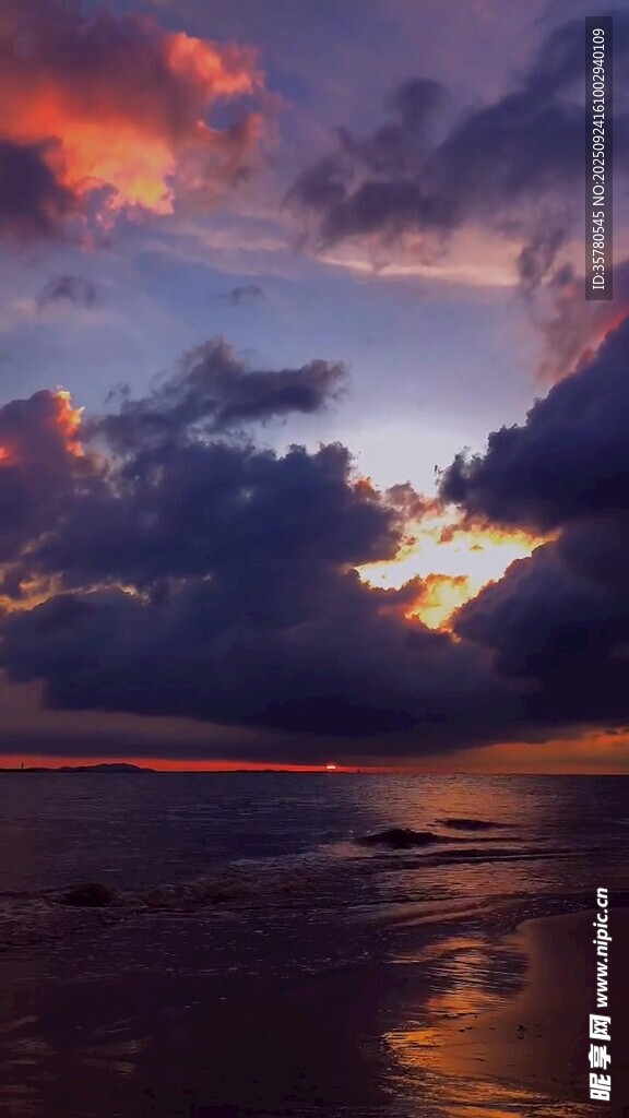 海边绚丽晚霞天空美景
