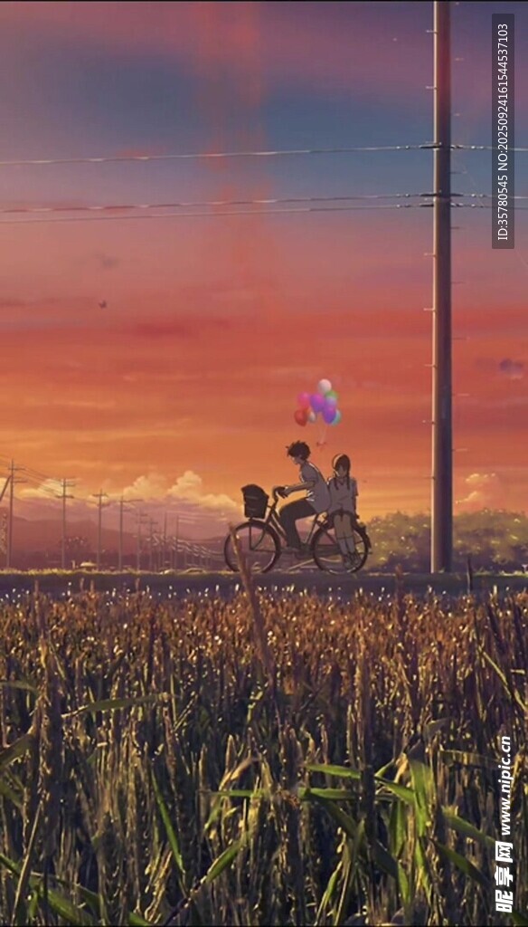 夕阳下田野中的劳作景象