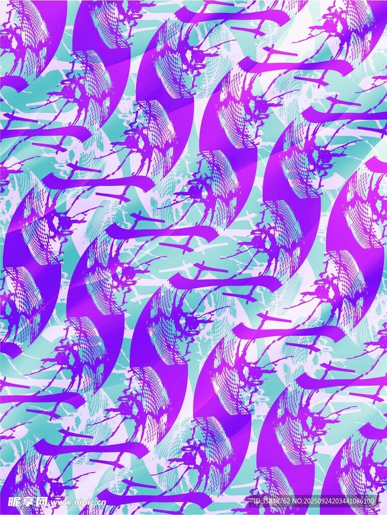 梦幻紫蓝抽象流体图案
