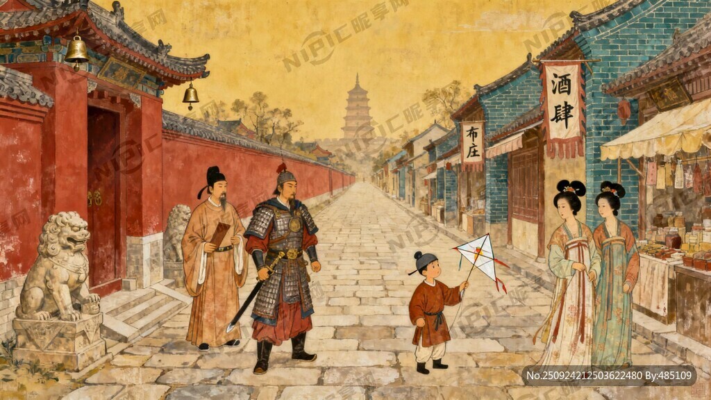 梦回唐朝 长安街壁画