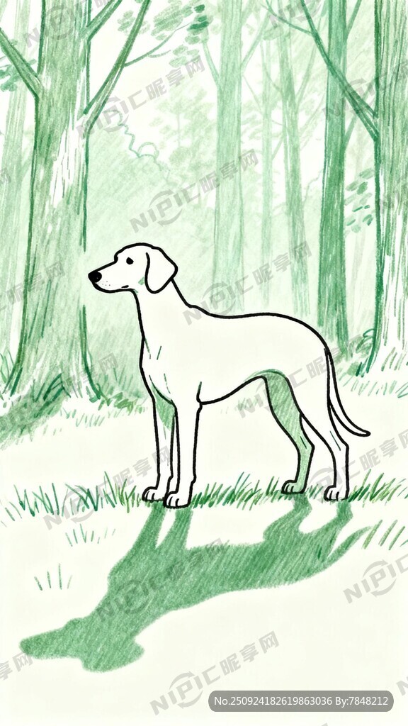 主体是一条体型高大威武的小猎犬