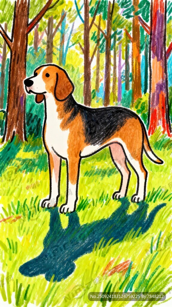 主体是一条体型高大的小猎犬