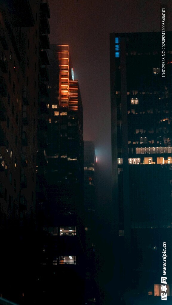 城市夜景中的璀璨高楼