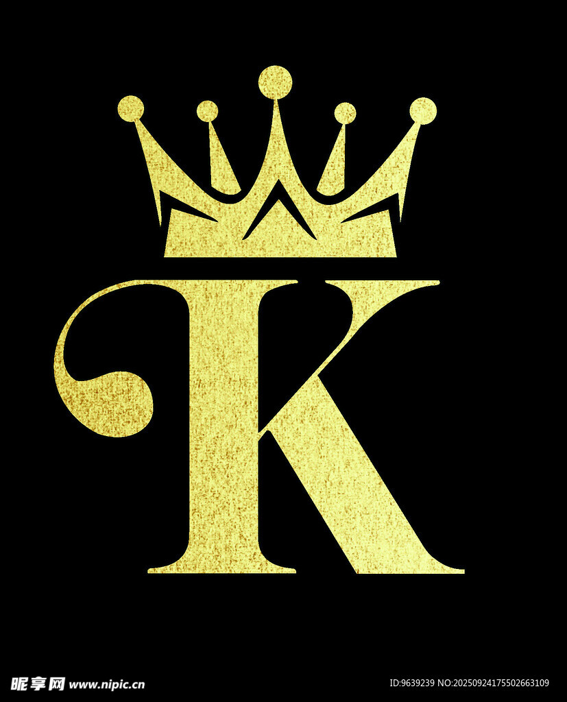 金色皇冠字母K标志设计