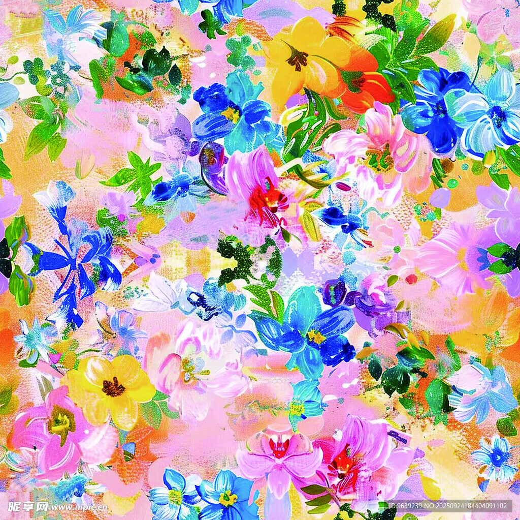 缤纷多彩花卉抽象艺术图