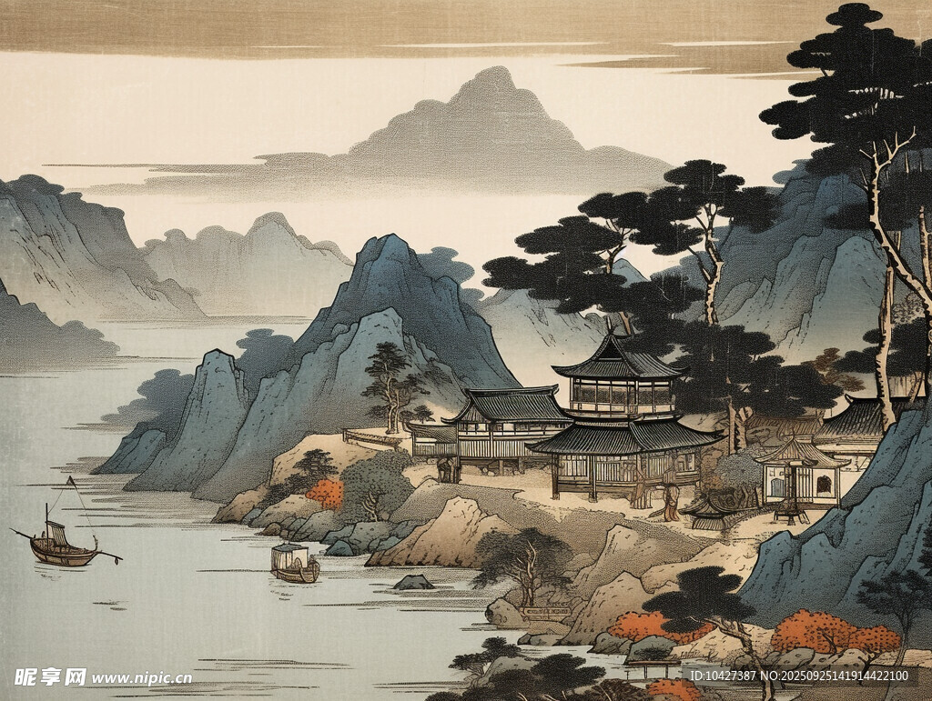 水墨山水间的静谧景致