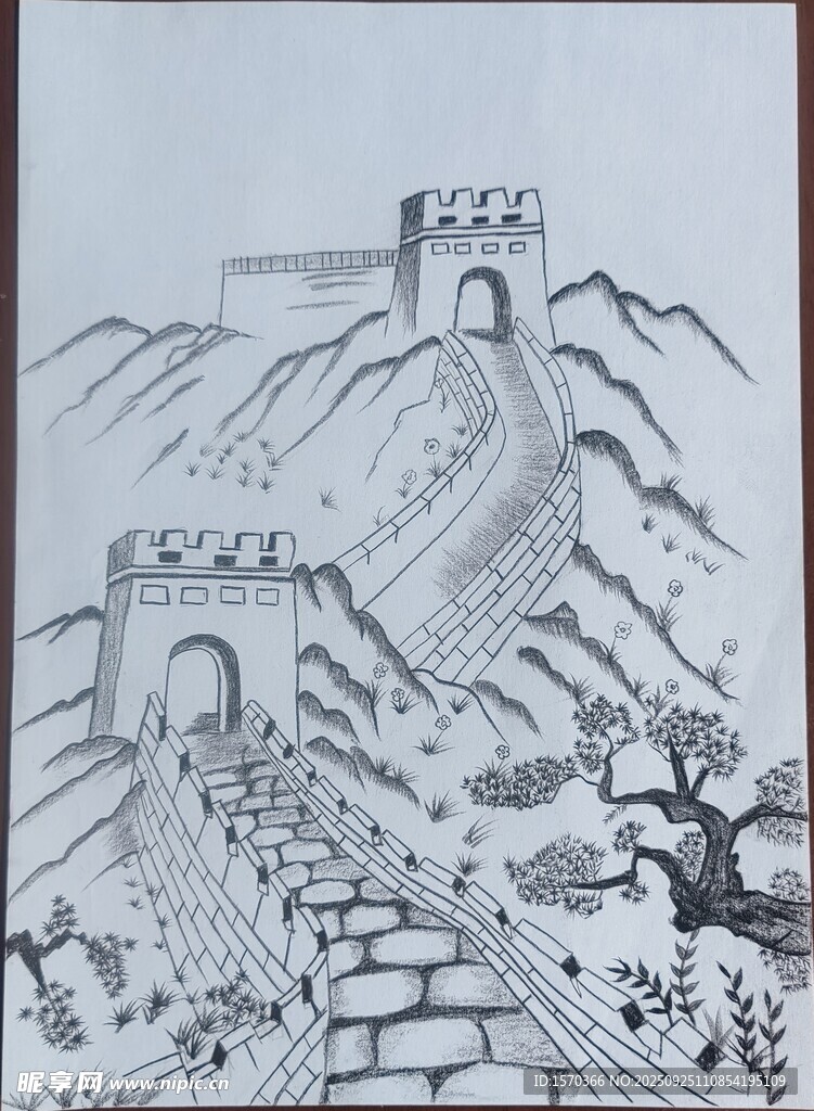 手绘长城图