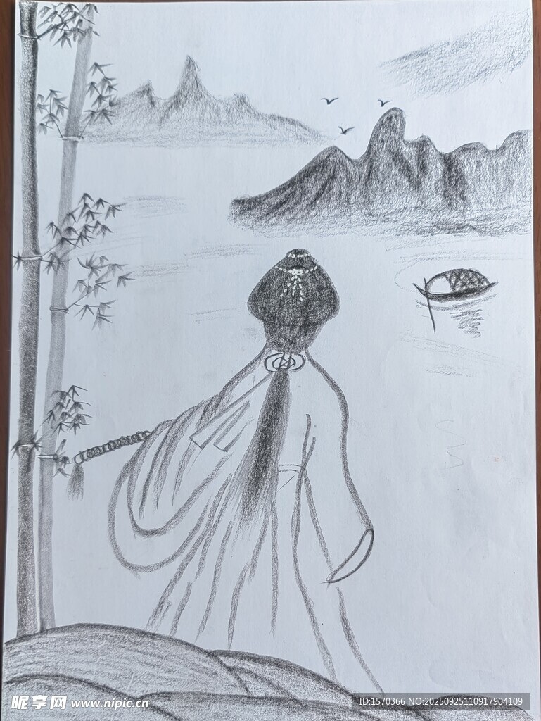 古风女子赏景图