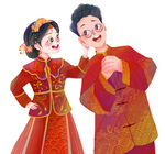 中式传统婚礼中的新人