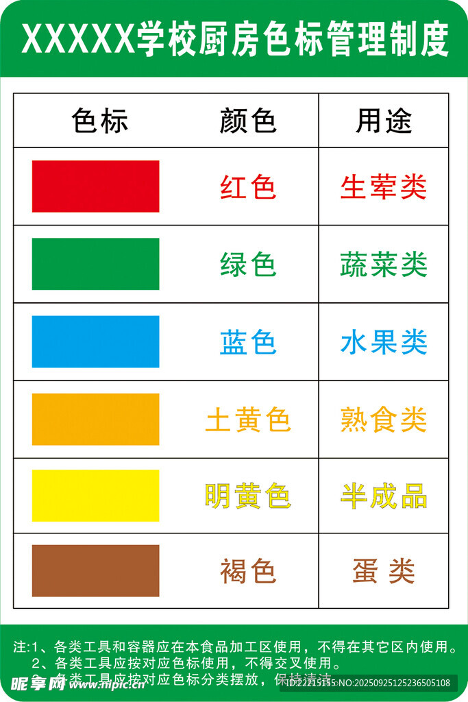 学校厨房色标管理制度