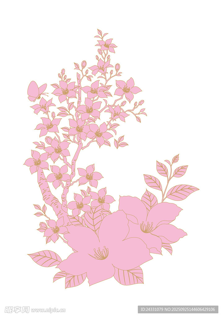 粉色桃花手绘图案