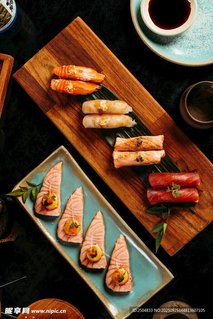 多样寿司美食摆盘展示