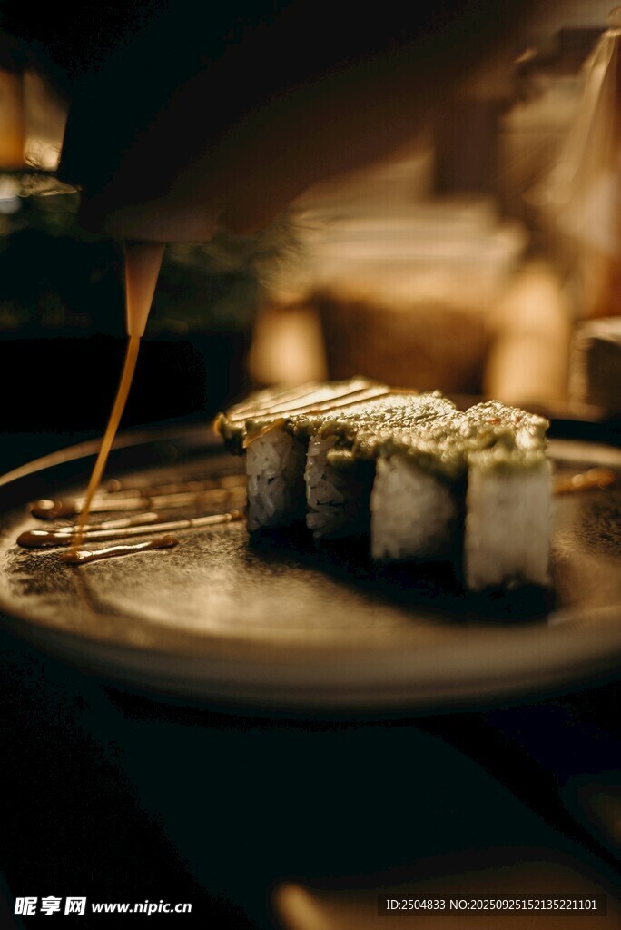 精致寿司摆盘特写