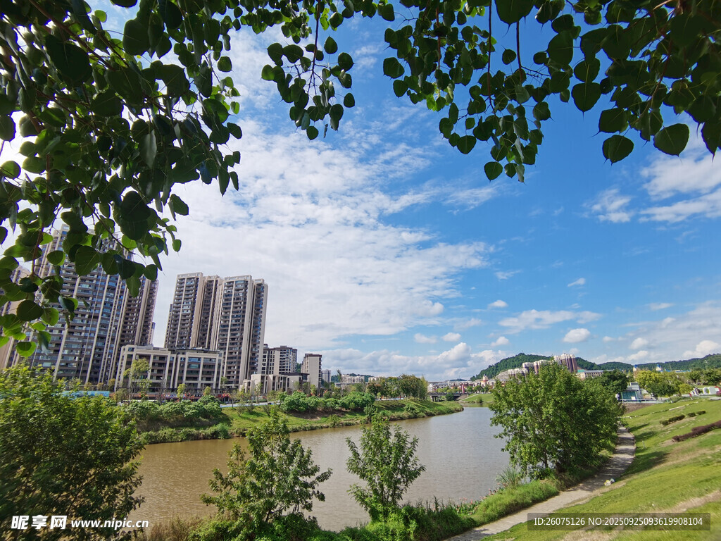 河畔城市风光美景