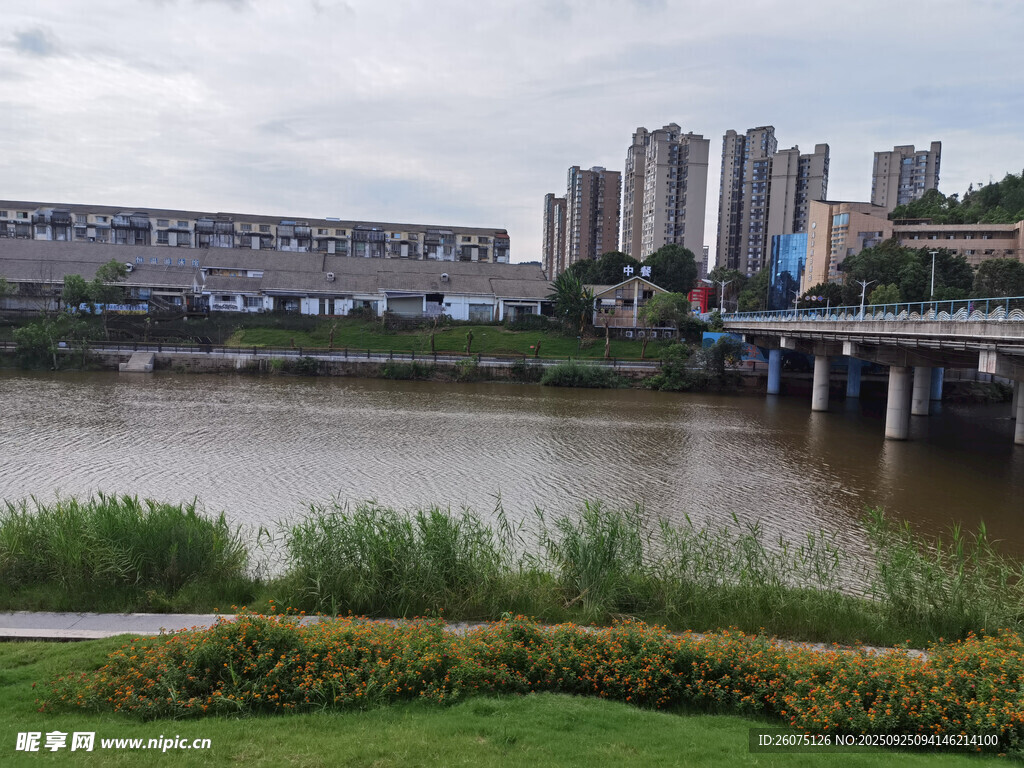 河畔城市风光