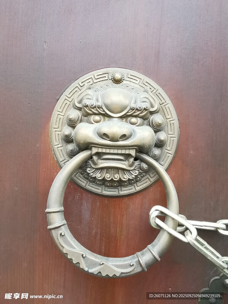 中式黄铜兽面衔环门环