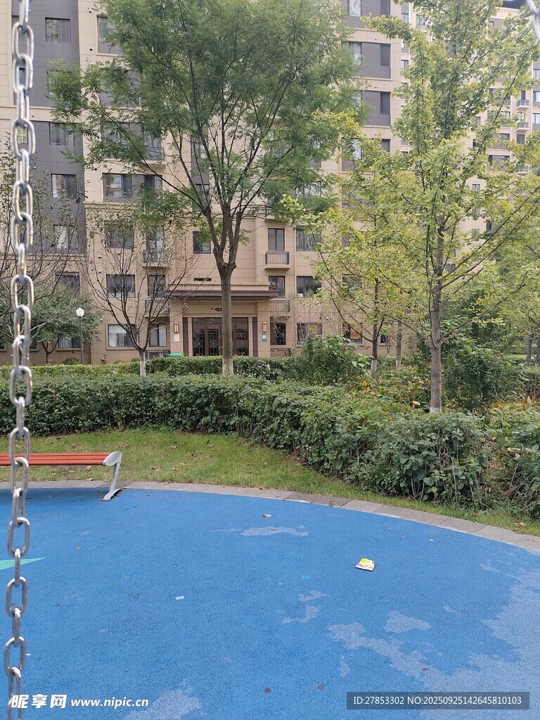 小区内的蓝色泳池景观