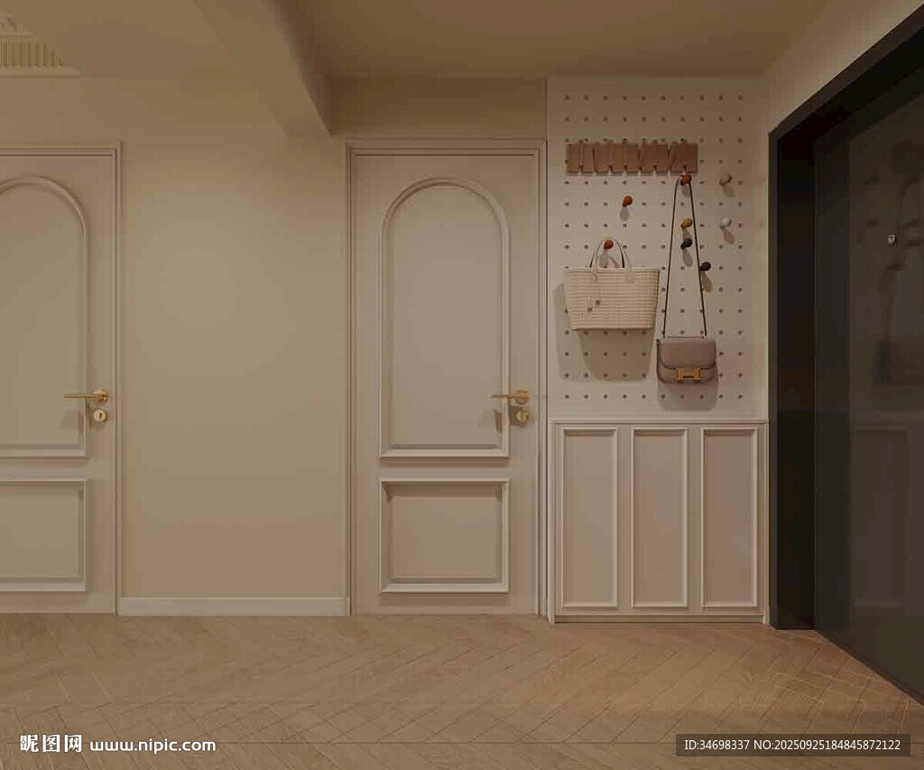 田园风入门玄关鞋柜效果图