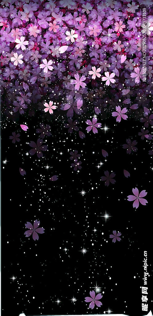 梦幻紫色花朵星空背景
