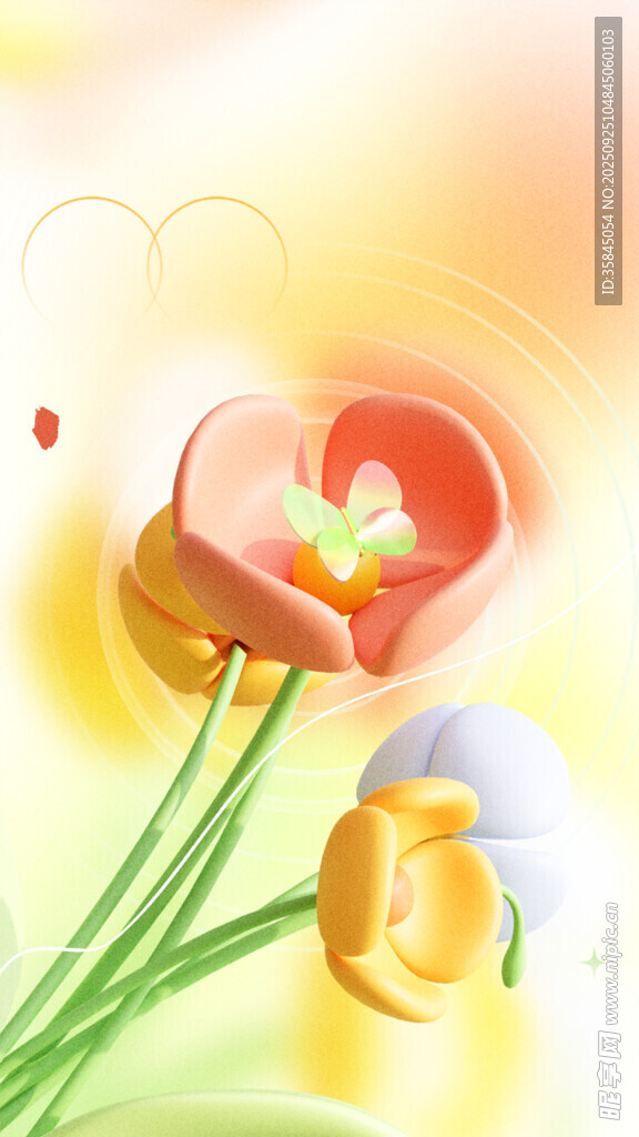 唯美花卉插画色彩绚丽