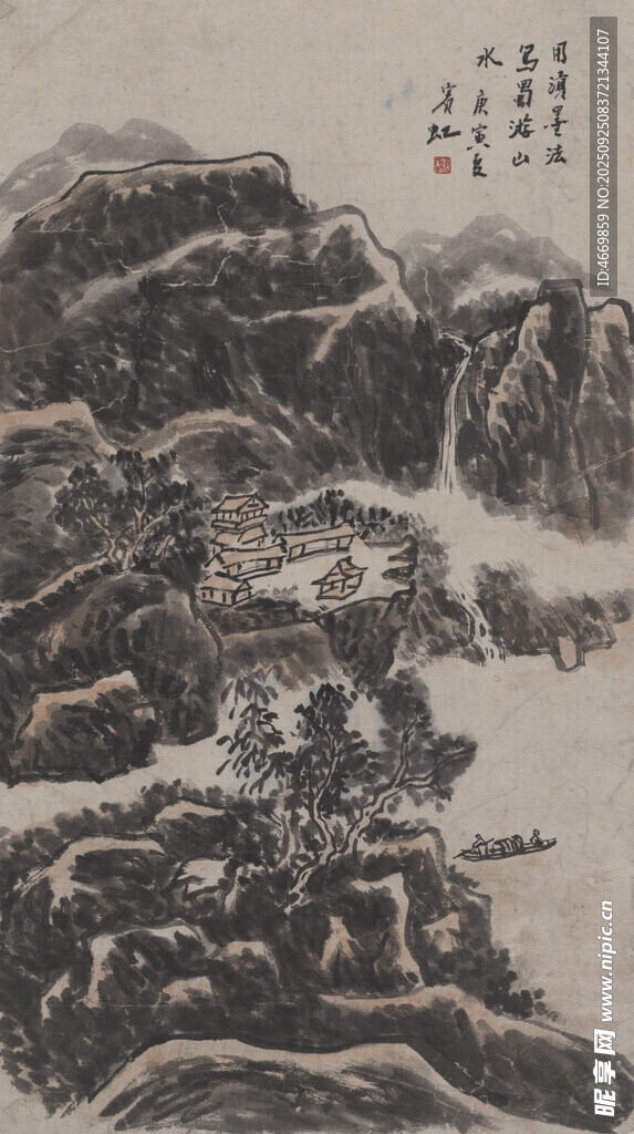 水墨山水国画作品