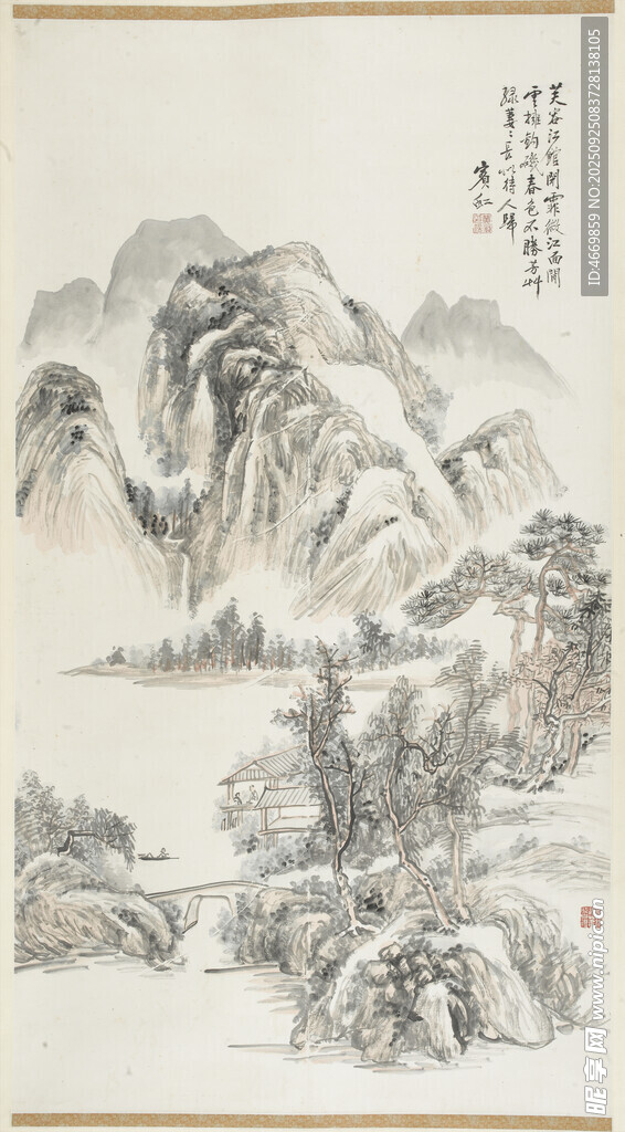 水墨山水国画风景图