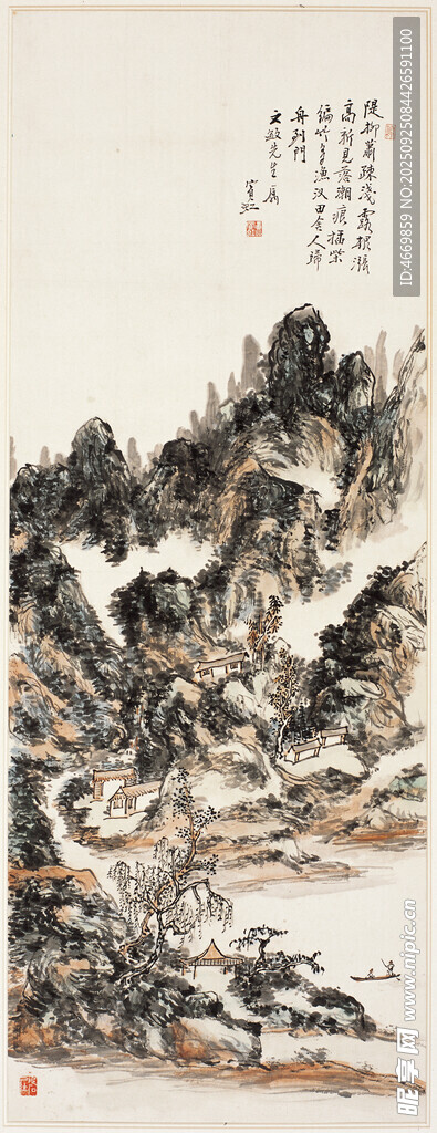 水墨山水国画作品