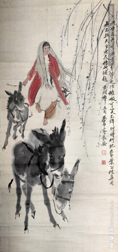 水墨绘驴图