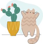 可爱猫咪与仙人掌插画